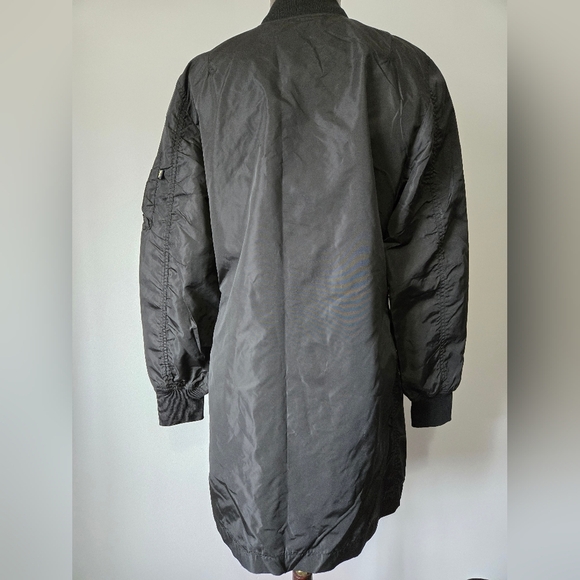 ALPHA INDUSTRIES Longline Bomber Flight Jacket With Orange Interior. Size M - Picture 10 of 16